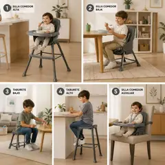 PIKABOO - Silla De Comer Para Bebes 5 En 1 Jazz Rosado