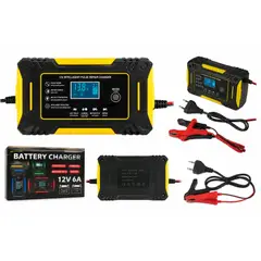 GENERICO - Cargador Inteligente 12V 6A para Auto y Moto con Pantalla LCD y Función Repair