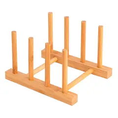 WAKESHOME - Soporte Para Platos Y Tapas De Madera Organizador De Cocina