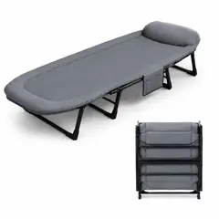 ACTUAL - Cama Portátil Plegable Reclinable 6 Posiciones Colchón Acolchado Estructura Reforzada Resistente
