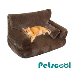 KIDSCOOL - Cama Sofá Antiestrés Perro y Gato M Café Lavable