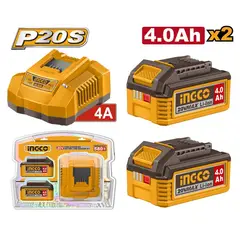 INGCO - Cargador normal + 2 Baterías 4AMP 20V