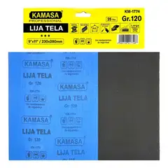 KAMASA - Pliego Lija De Tela Esmeril Al Agua 25 Pcs 230x280mm (GR120)