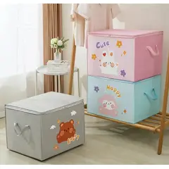 GENERICO - Caja Organizadora de Tela Plegable con Tapa y Asas con Diseños Infantiles
