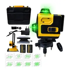 GENERICO - Nivel Láser Profesional 360° Verde Autonivelante con Trípode