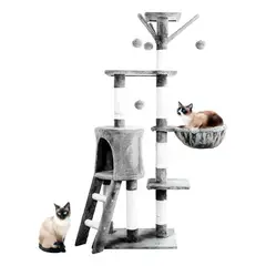 GENERICO - Rascador Torre Arbol Casa De Gato Terciopelo Juguete Gris