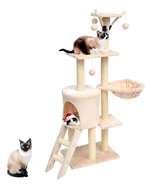 Rascador Torre Arbol Casa De Gato Terciopelo Juguete Gris a $28.980