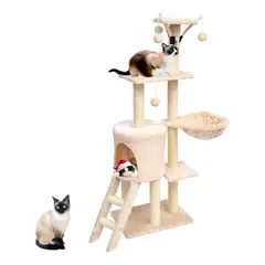 GENERICO - Rascador Torre Arbol Casa De Gato Terciopelo Juguete Gris