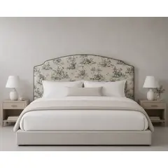 PAUZA - Respaldo Tapizado modelo Cóndor Toile de Jouy verde 1,5 plazas