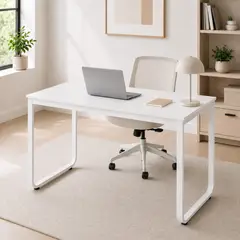 SPACE HOME - Escritorio Blanco 120 cm Zend para Home Office, Oficina o Estudio con Diseño Minimalista