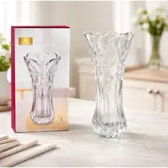 GENERICO - Florero De Vidrio Tallado Decorativo 30 Cm Para Centro De Mesa