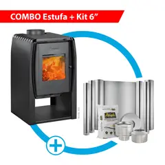 AMESTI - Calefactor a leña Nordic 360 + KIT Instalación 6"