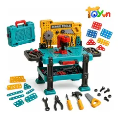 TOYUN TOYUN - Set Juego Banco Herramientas 2 En 1 Juguete Niños 154 Piezas