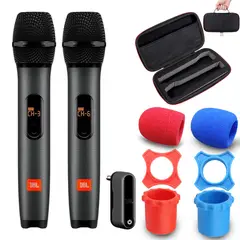 JBL - Micrófonos Inalámbrico Dual-Channel Cardioide + Funda antideslizante y Funda De Transporte