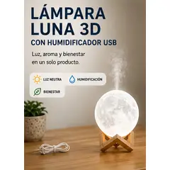 MOVI - Lámpara Luna 3D USB Con Humidificador