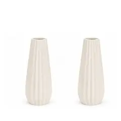 OEM - Set 2 Florero Decorativo Moderno Blanco Texturizado Minimalista 20 cm