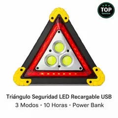 MOVI - Triángulo Seguridad LED Recargable USB 4en1 10h Auto Camping y Emergencia