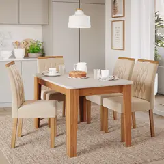 DANIELS - Juego de Comedor Elegante Madera Estela Rectangular 4 sillas