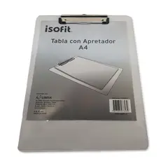 ISOFIT - Tabla de Plástico Transparente A4 con Apretador