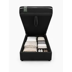 GENERICO - Base Baúl 1 Plazas Onyx Negro + Colchón Mery Desing – Sistema Hidráulico Premium