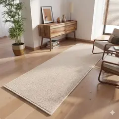 GENERICO - ALFOMBRA O PASILLERA TEJIDA ANTIDESLIZANTE DE 60CM X 180CM COLOR BEIGE CM