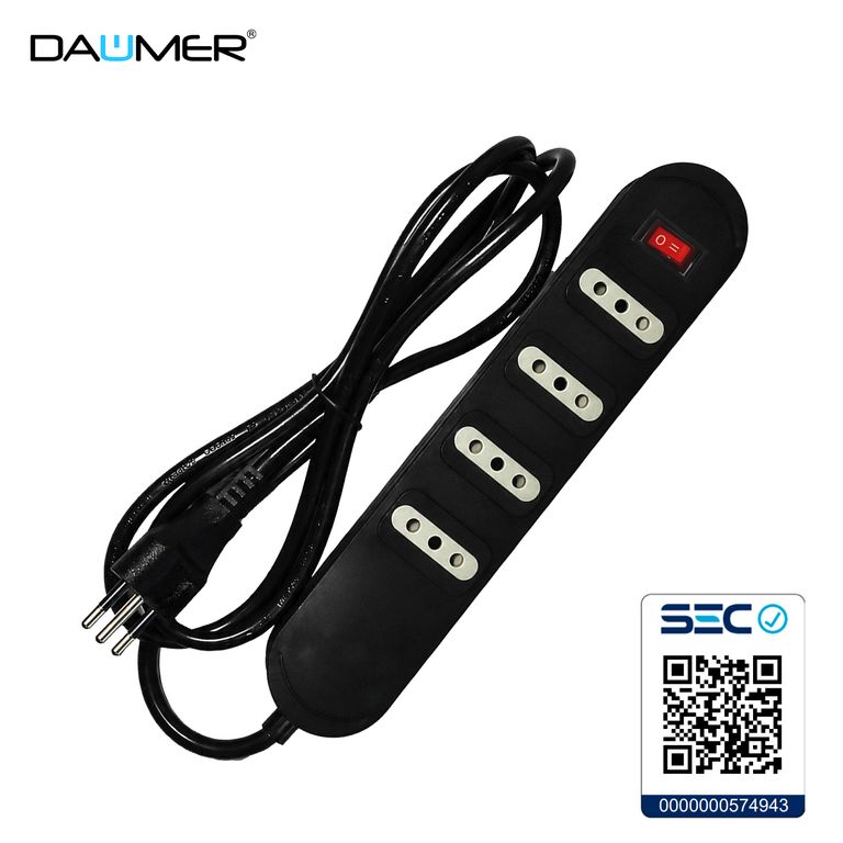 ALARGADOR 4 POS. 3.0m CON INTERRUPTOR NEGRO