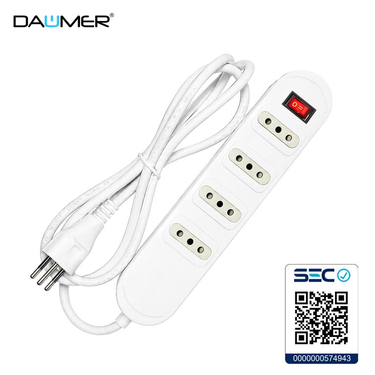 ALARGADOR 4 POS. 3.0m CON INTERRUPTOR BLANCO