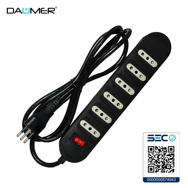 ALARGADOR 6 POS. 3.0m CON INTERRUPTOR NEGRO