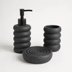 COLETTE - Set de Accesorios de Baño 3 Piezas Cerámica Pure Black