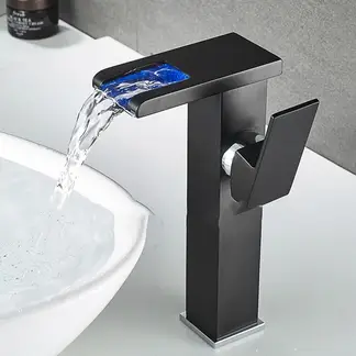 BLUEDREAMER - Lavabo cascada con LED fríocálido - Para baño cocina y hogar