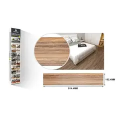 GENERICO - LAMINA DE SUELO PVC ADHESIVO 914,4 X 152,4MM 1UNID MARRON NEUTRO