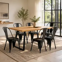 NOVAHUS - Comedor New York Mesa 75 x 80 x 150 cm + 6 Sillas Tolix Ind.