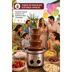 MOVI - Fuente de Chocolate Eléctrica Cascada Fondue 4 Niveles - Acero Inoxidable