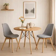 CORI CORI - Juego de Comedor Mesa Wood 80cm + 2 Sillas Tulip
