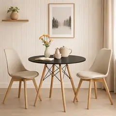 CORI CORI - Juego de Comedor Mesa 80cms Negra + 2 Sillas Tulip