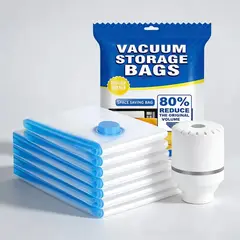 VIDA BUENAS - 8 Pcs Bolsas Almacenamiento Al Vacío Ropa Y Bomba Eléctrica