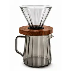 WAKESHOME - Cafetera De Vidrio Por Goteo + Jarra 600ml Filtro Reusable