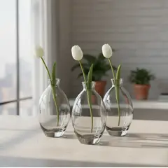GENERICO - Florero De Vidrio Decorativo Pequeño 12cm Diseño Ovalado