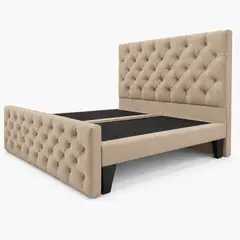 GENERICO - Cama King Capitone Beige con Doble Respaldo Diseño Moderno y Máximo Confort