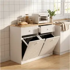 HOMER DESIGN - Mueble Cocina Depensa Aparador Comedor 2 Cestos Basurero para basura seca