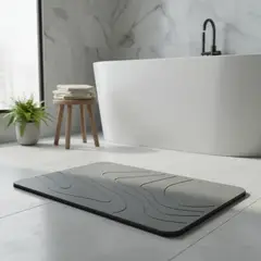 KUANGYE - Alfombra Baño Diatomita Ultra Absorbente Gris Oscuro