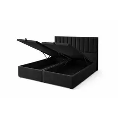 GENERICO - Cama Baul King Turin Negro Multifuncional + Base + Respaldo + Colchon Mery Desing