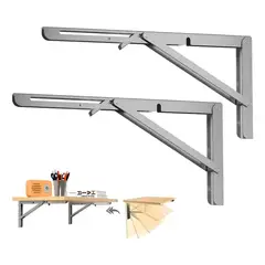 GENERICO - Kit 2 Escuadra Metalica Abatible Soporte Plegable Color Plateado