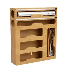 GENERICO - Organizador Cocina Bambú Papel Aluminio Film Bolsas