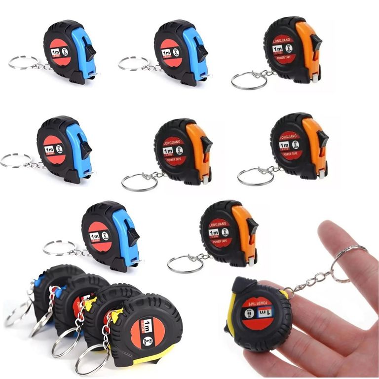 12 X Mini Huincha Regla De Medir Llavero 1mt, 3.5 X 3.5cms
