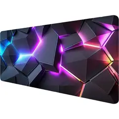 KUANGYE - Mouse Pad Gamer Xxl Antideslizante Geometría 3D 90x40cm 3mm