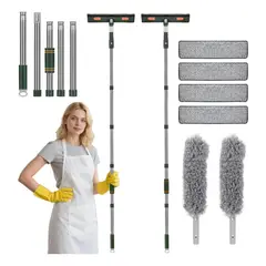 GENERICO - 2 Kits Limpiedor De Ventanas Con Mango Extensible 200cm Para Vidrio Automóviles Despolvo