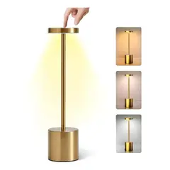 KUANGYE - Lámpara De Escritorio Usb De Metal Led Inalámbrica Recargable Dorado