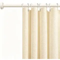 HD HOGAR SPA - Cortina De Baño Impermeable Con Textura Waffle 180x180cm Mantequilla