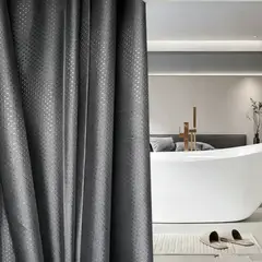 HD HOGAR SPA - Cortina De Baño Impermeable Texturada Diseño Rombos 180x180 Gris Oscuro